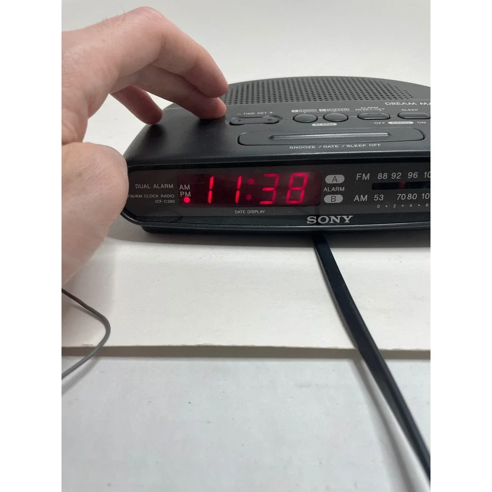 Sony Dream Machine Clock Radio ICF-C390 Black Dual Alarm FM AM Tested